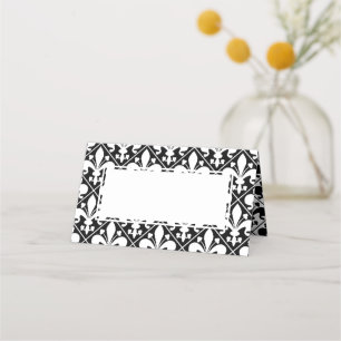 Elegant Black and White Fleur de Lys Dinner Bord Placeringskort