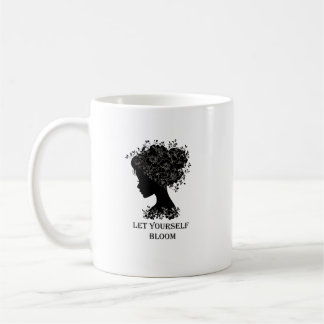Elegant black-and-white floral silhouette design  kaffemugg