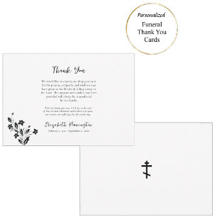 Elegant Black and White Flowers Orthodox Funeral Tack Kort
