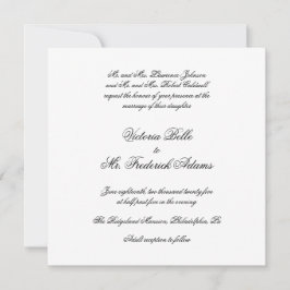 Elegant Black and White Forme Calligraphy Bröllop Inbjudningar