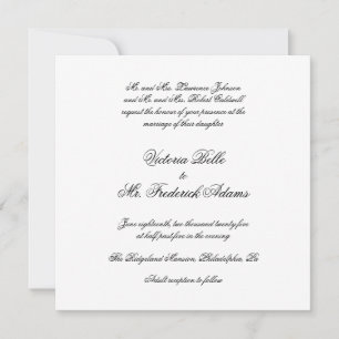 Elegant Black and White Forme Calligraphy Bröllop Inbjudningar