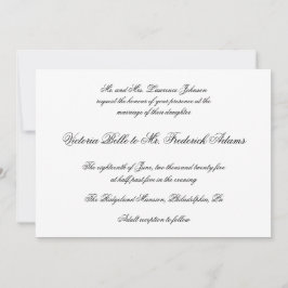 Elegant Black and White Forme Calligraphy Bröllop Inbjudningar