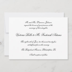Elegant Black and White Forme Calligraphy Bröllop Inbjudningar