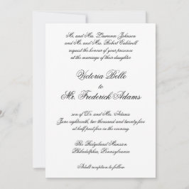 Elegant Black and White Forme Calligraphy Bröllop Inbjudningar
