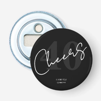 Elegant Black and White Forty 40th Birthday Flasköppnare