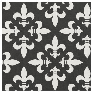 Elegant Black and White Fransk Fleur de Lis Tyg