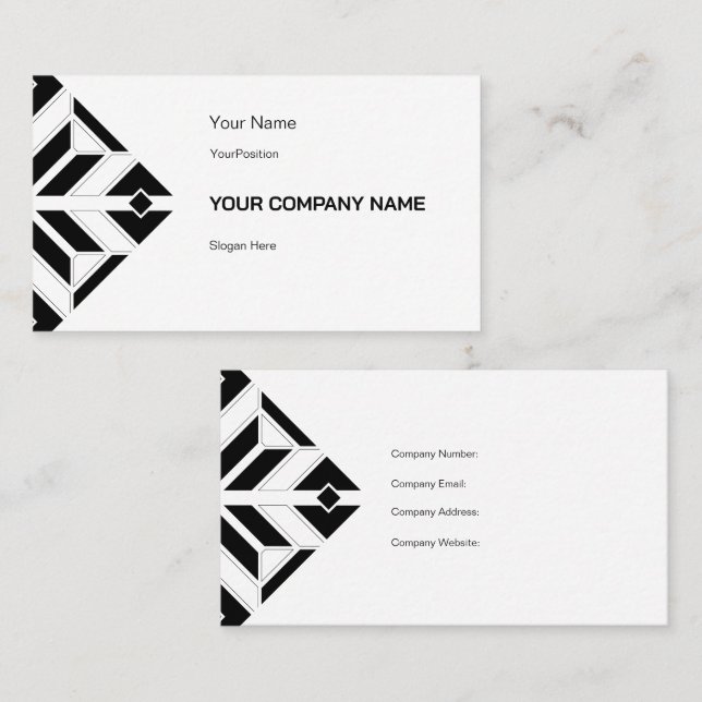 Elegant Black and White Geometric Design Visitkort (Fram/baksida)