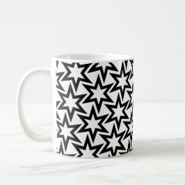 Elegant Black and White Geometric Star Mönster Kaffemugg