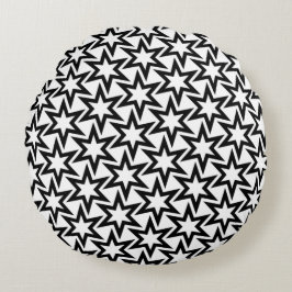 Elegant Black and White Geometric Star Mönster Rund Kudde