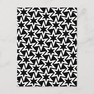 Elegant Black and White Geometric Star Mönster Vykort