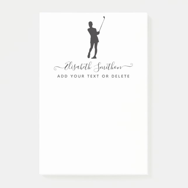 Elegant Black and White Golf Personal Stationery Post-it Block (Framsida)