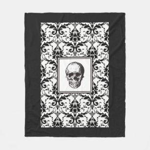 Elegant Black and White Gothic Skull Fleecefilt