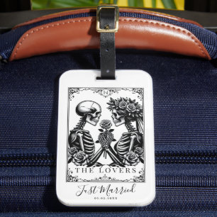 Elegant Black and White Gothic Tarot Bröllop Bagagebricka