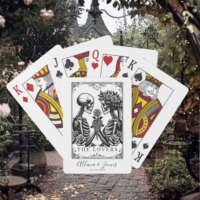 Elegant Black and White Gothic Tarot Bröllop Casinokort (Skapare uppladdad)