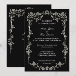 Elegant black and white Gothic wedding Invitation Inbjudningar