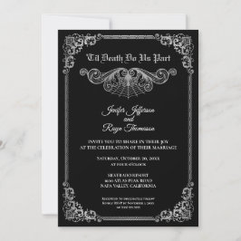 Elegant black and white Gothic wedding Invitation Inbjudningar
