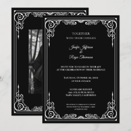 Elegant black and white Gothic wedding Invitation Inbjudningar