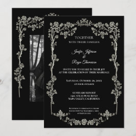 Elegant black and white Gothic wedding Invitation Inbjudningar