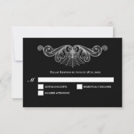 Elegant black and white Gothic Wedding RSVP Card OSA Kort