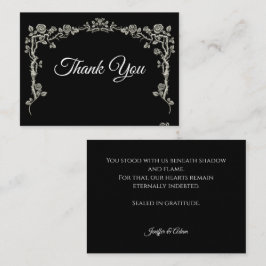 Elegant black and white Gothic wedding Thank You Anteckningskort