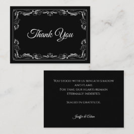 Elegant black and white Gothic wedding Thank You Anteckningskort