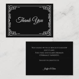 Elegant black and white Gothic wedding Thank You Anteckningskort