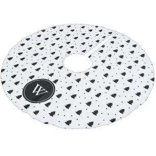 Elegant Black and White Gräs Träd Personlig Julgransmatta Borstad Polyester