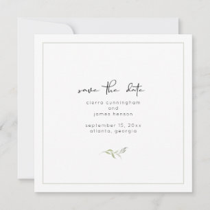 Elegant Black and White Greenery Bröllop Spara Datumet