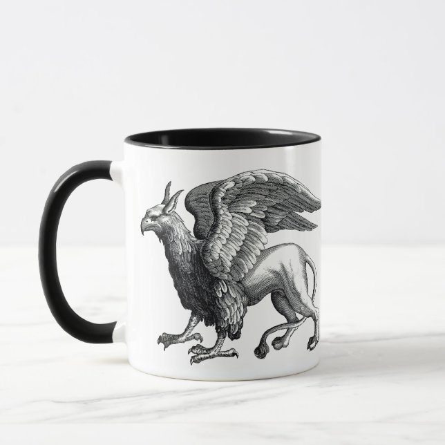 Elegant Black and White Griffin - Legendary Beast Mugg (Vänster)