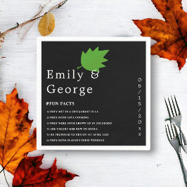 Elegant Black and White Grönt Löv faller under brö Pappersservett