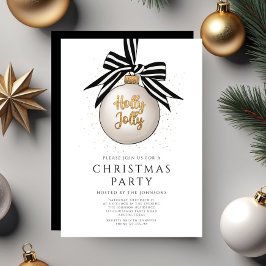 Elegant Black and White Guld jul Party Inbjudningar