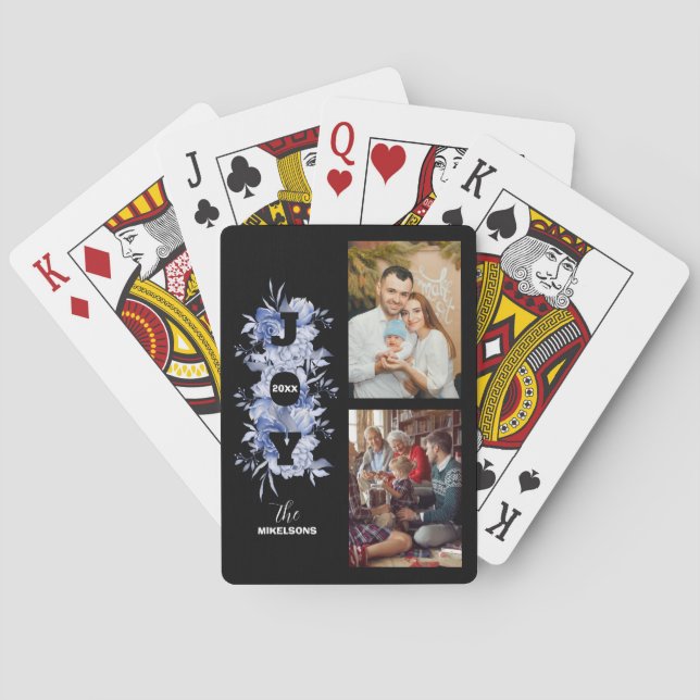 Elegant Black and White Joy-julfoto Casinokort (Baksidan)