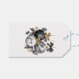 Elegant Black and White jul OrnamentsSticker Presentetikett