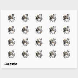 Elegant Black and White jul OrnamentsSticker Runt Klistermärke