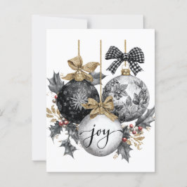 Elegant Black and White jul OrnamentsSticker Vykort