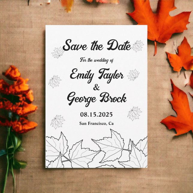 Elegant Black and White Lövs Rustic Fall Wedding Spara Datumet (Skapare uppladdad)