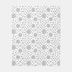 🖤 Elegant Black and White Mandala mönster Fleecefilt