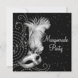 Elegant Black and White Masquerade Party Inbjudningar