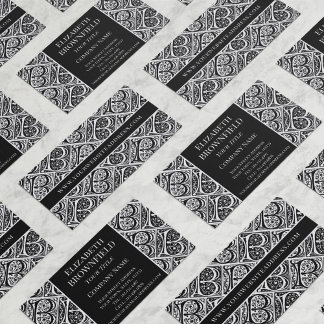 Elegant Black and White Medieval Brev B Business Visitkort