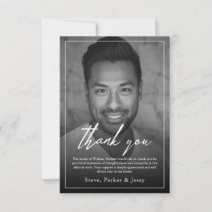 Elegant Black and White memorial Funeral Photo Tack Kort