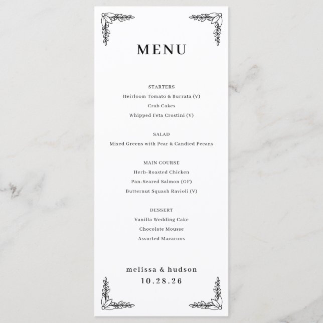Elegant Black and White Menu Meny (Framsida)