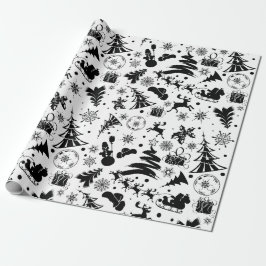 Elegant black and white merry Christmas Presentpapper