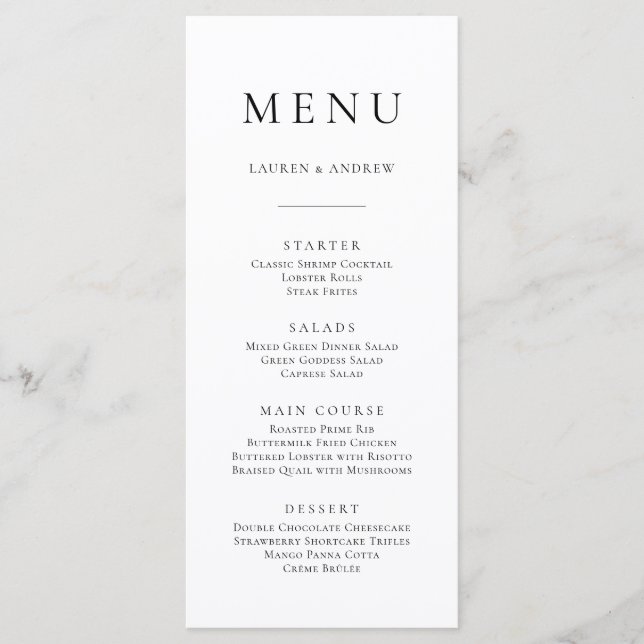 Elegant Black and White Minimalist I Flat Menu Meny (Framsida)