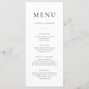 Elegant Black and White Minimalist I Flat Menu Meny