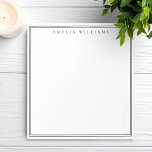 Elegant Black and White Minimalist Two Border Anteckningsblock<br><div class="desc">Create your own personalized notepads with black elegant chic typography monogram name and two border line design on white color.</div>