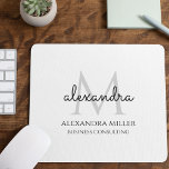 Elegant Black and White Modern Monogram Namn Musmatta<br><div class="desc">Den här enkla,  elegant-,  svartvitt-snyggten har personlig namn,  monogram och affärsnamn i trendig,  snyggt topografi. Den här artikeln kan vara en utmärkt gåva till dig,  din familj och dina vänner.</div>