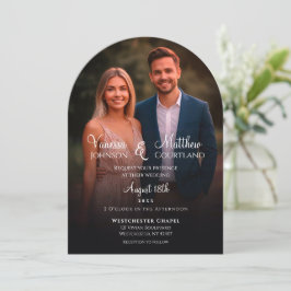 Elegant Black and White Modern Photo Arch Bröllop Inbjudningar