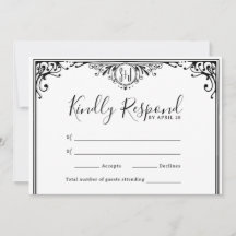 Elegant Black and White Monogram Bröllop