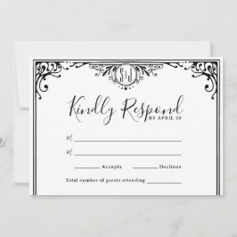 Elegant Black and White Monogram Bröllop