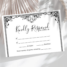 Elegant Black and White Monogram Bröllop